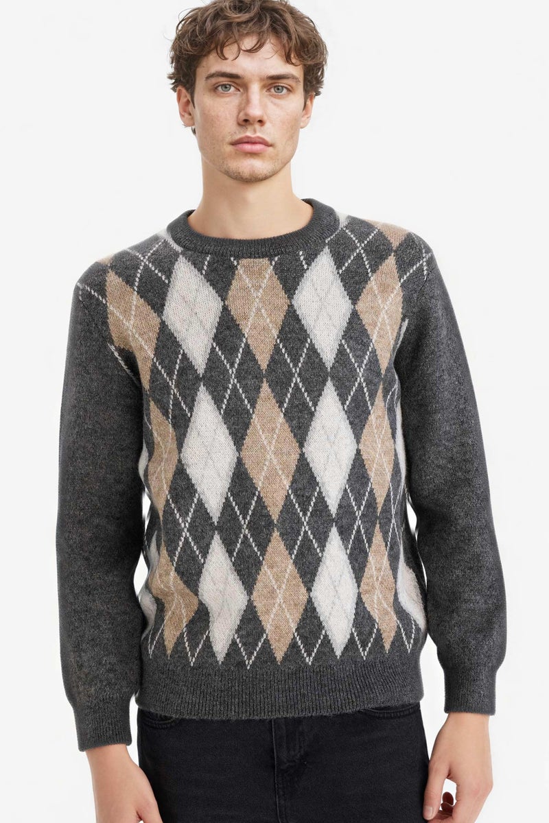 DeFacto Grey Man Standard Fit Knitwear Pullover Casual - Image 1